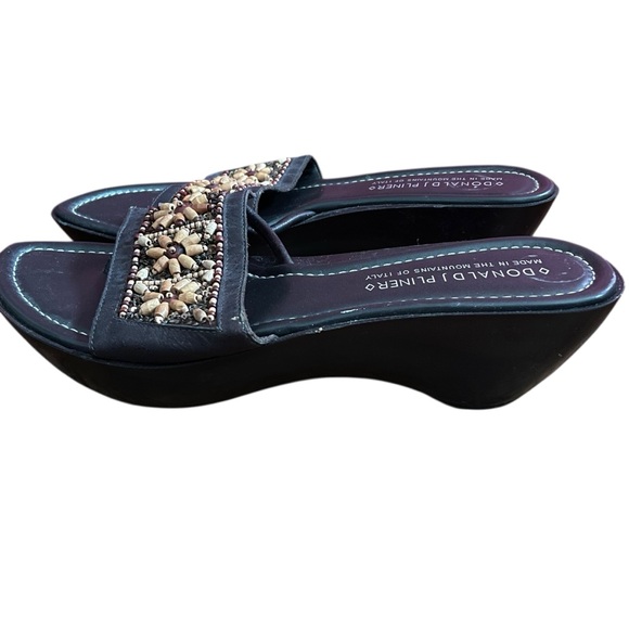 Donald J Pliner Slide Sandals Beaded Floral Italy Brown Tan Women’s Size 10 - Picture 4 of 6